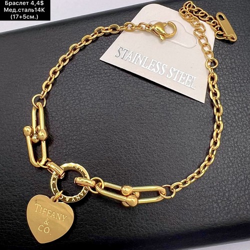 Браслет мед.сталь14К 10396 ( 17+5см.)